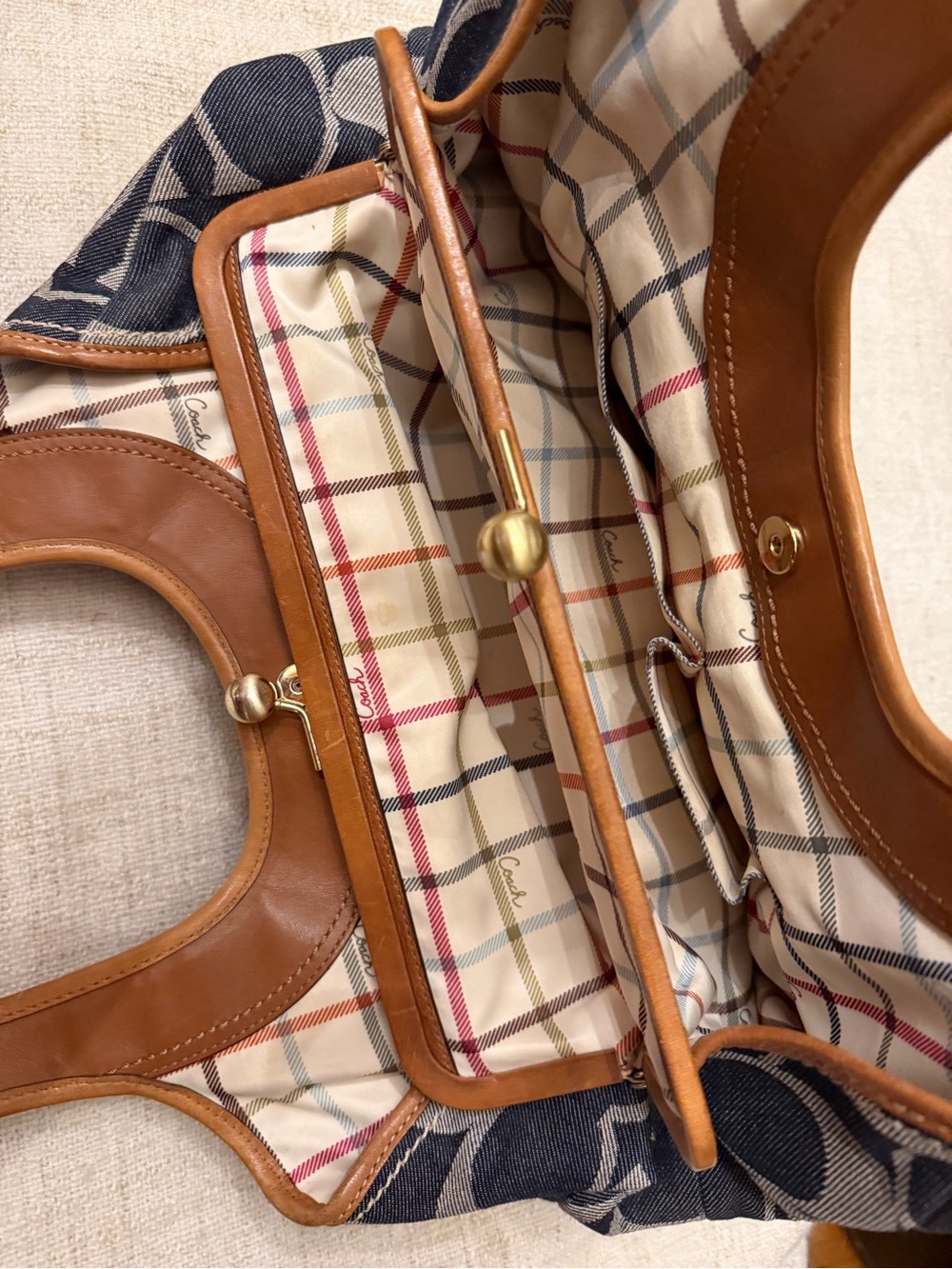 Coach Vintage Y2K Signature Denim Jacquard Kisslock Shoulder Bag 12717 - Picture 5 of 7